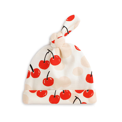 Knotted Baby Hat - Cherries Red