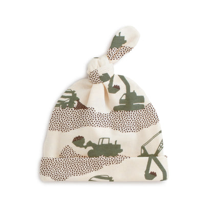 Knotted Baby Hat - Construction Forest Green