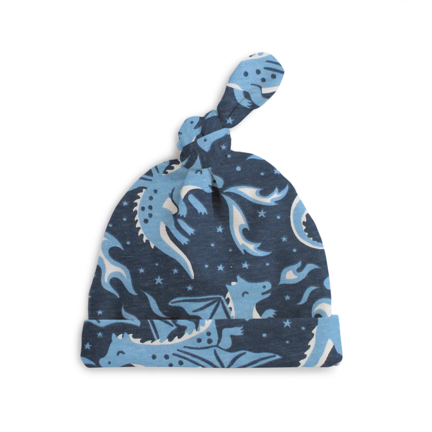 Knotted Baby Hat - Dragons Navy