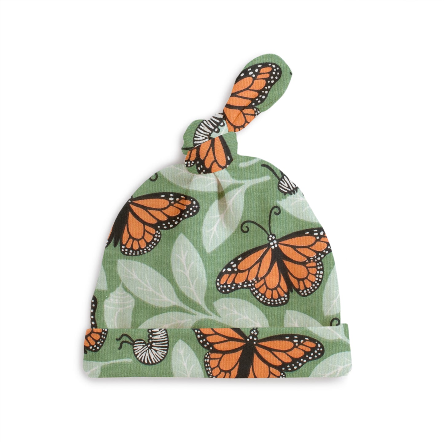 Knotted Baby Hat - Monarchs Dark Green
