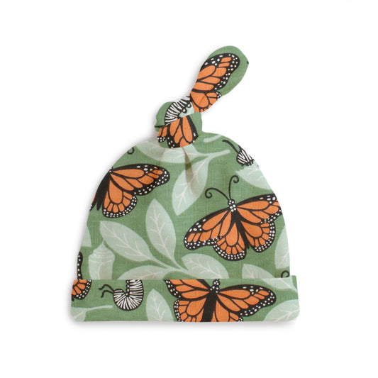 Knotted Baby Hat - Monarchs Dark Green