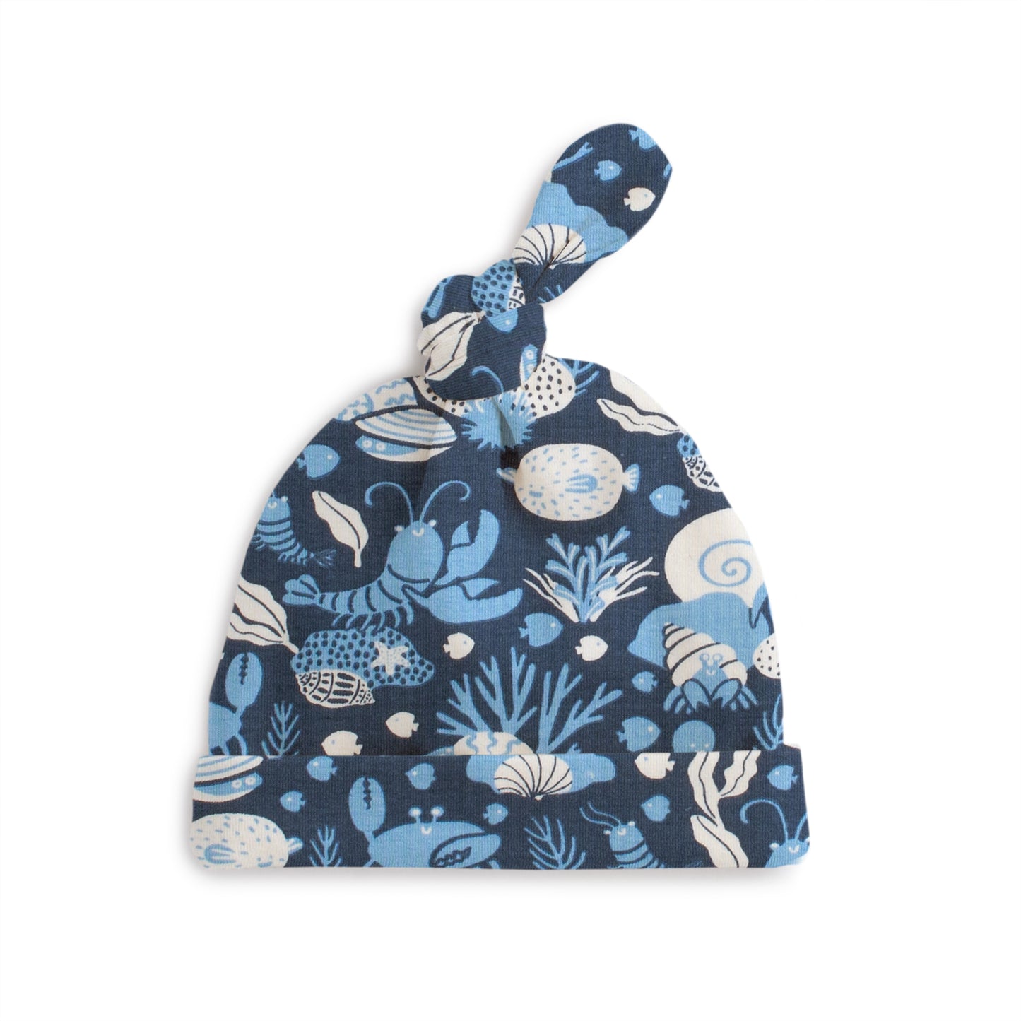 Knotted Baby Hat - Ocean Life Navy