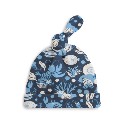Knotted Baby Hat - Ocean Life Navy