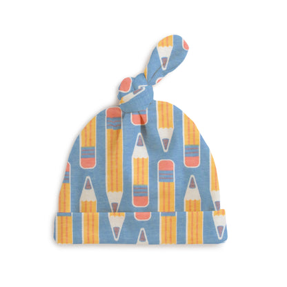 Knotted Baby Hat - Pencils Blue