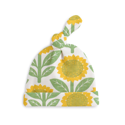 Knotted Baby Hat - Sunflowers Green
