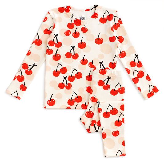 Kids Pajama Set - Cherries Red
