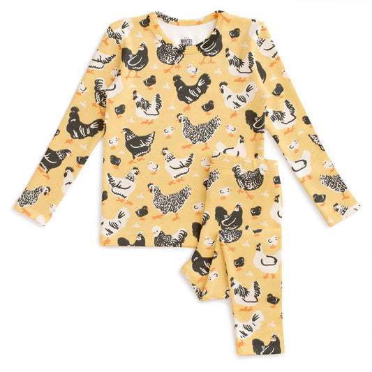 Kids Pajama Set - Chicken Family Yellow