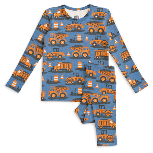Kids Pajama Set - Roadwork Orange & Blue