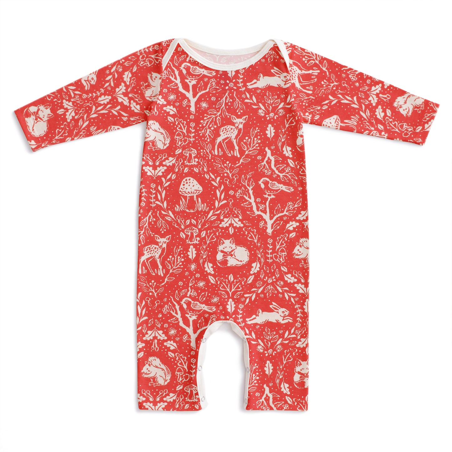 Long Sleeve Romper - Animal Tapestry Red