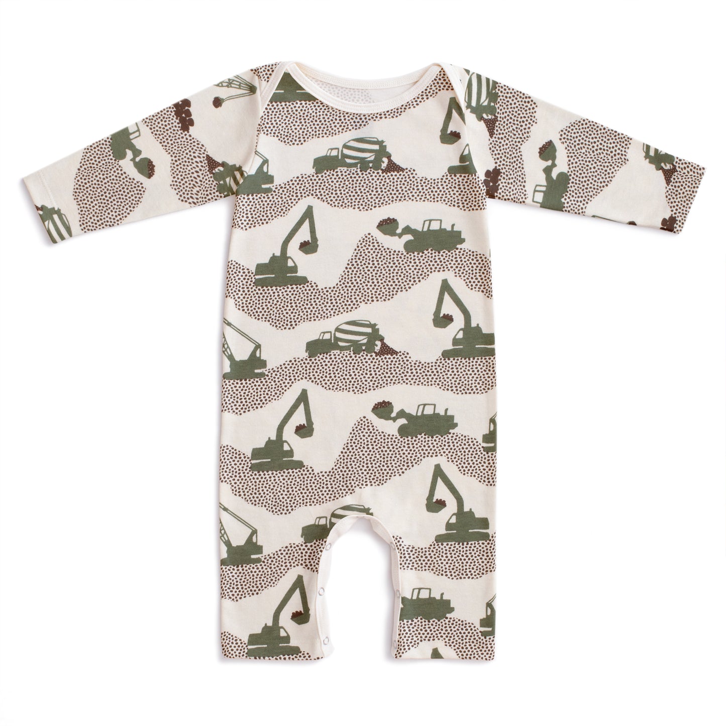 Long Sleeve Romper - Construction Forest Green