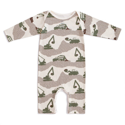 Long Sleeve Romper - Construction Forest Green