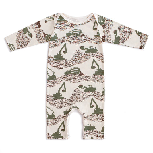 Long Sleeve Romper - Construction Forest Green