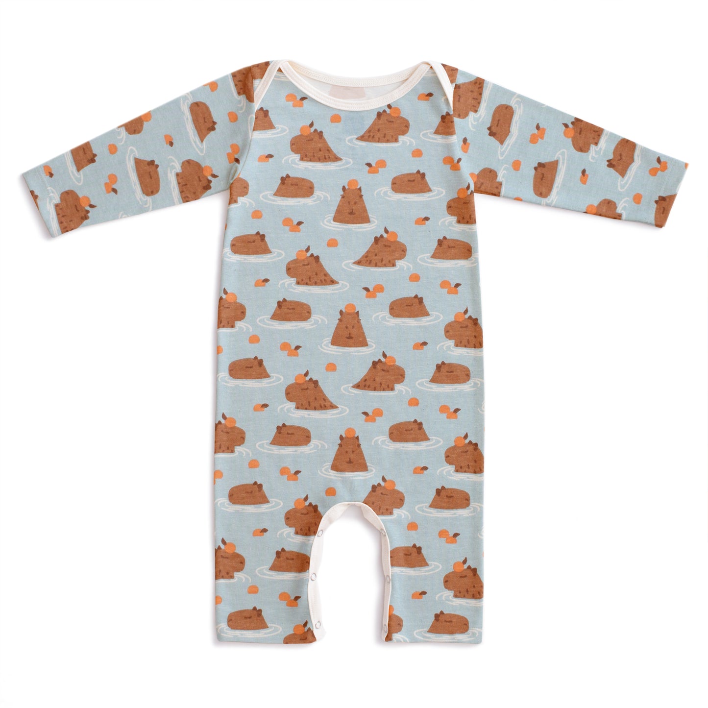 Long-Sleeve Romper - Capybaras Blue