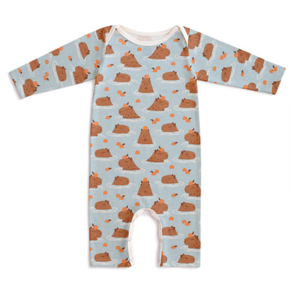 Long-Sleeve Romper - Capybaras Blue