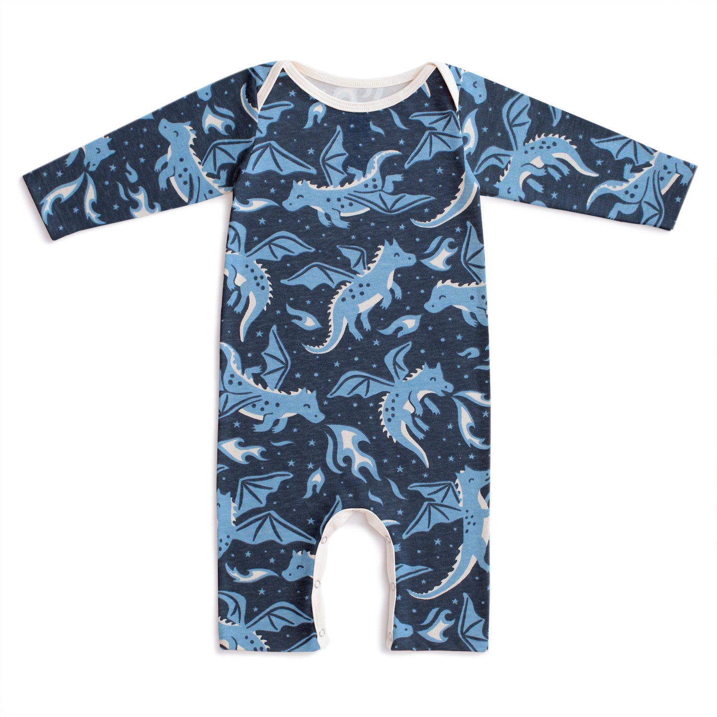 Long-Sleeve Romper - Dragons Navy