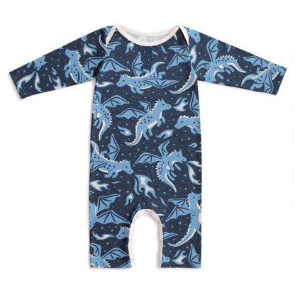 Long-Sleeve Romper - Dragons Navy