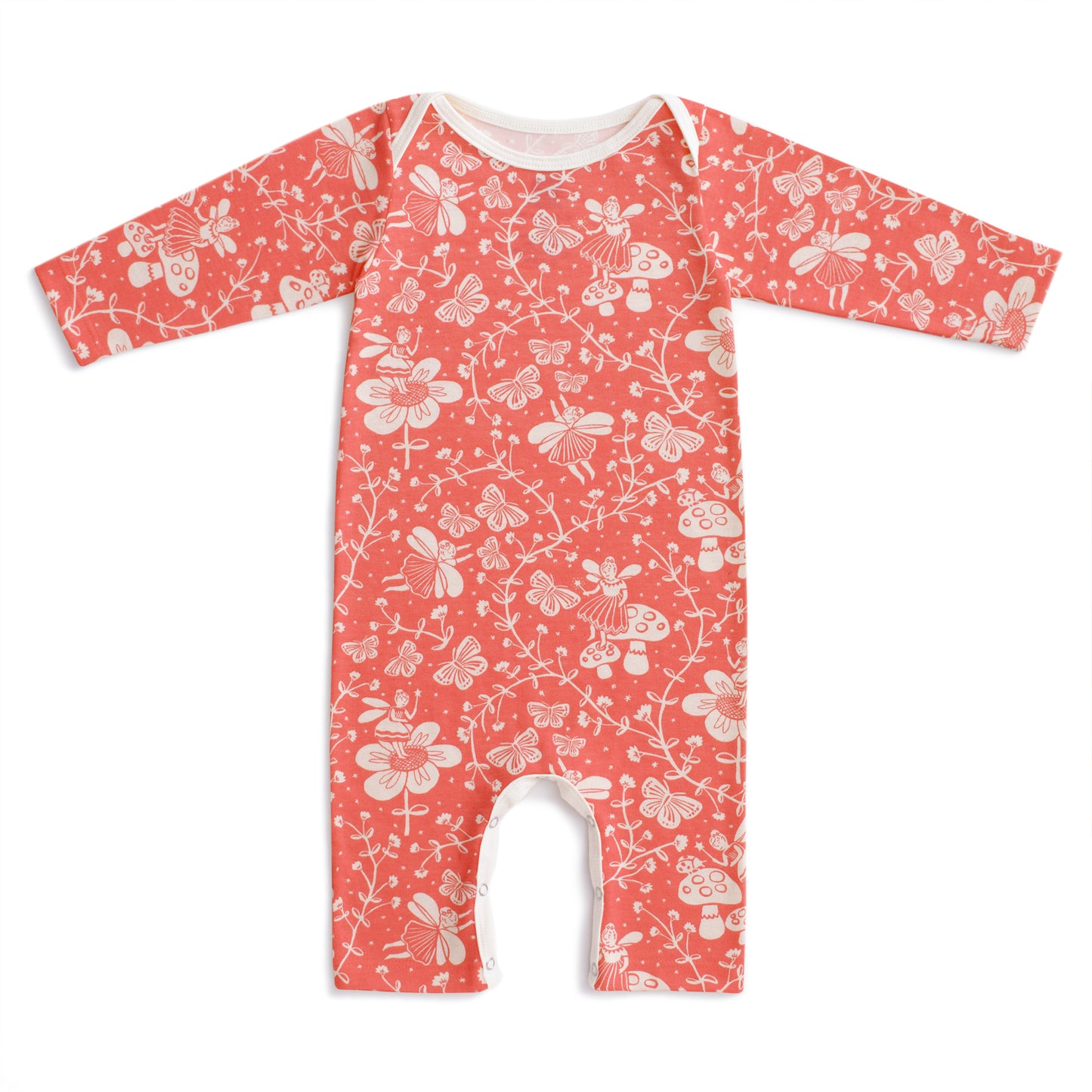 Long-Sleeve Romper - Fairies Coral