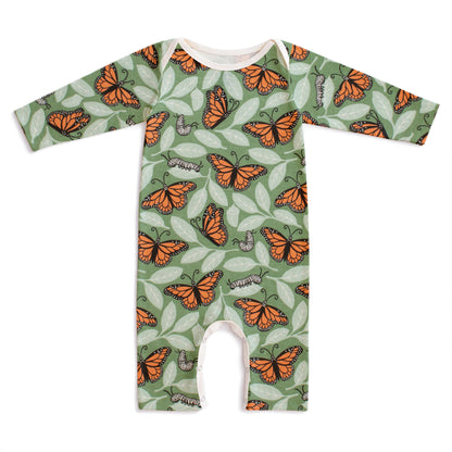 Long-Sleeve Romper - Monarchs Dark Green