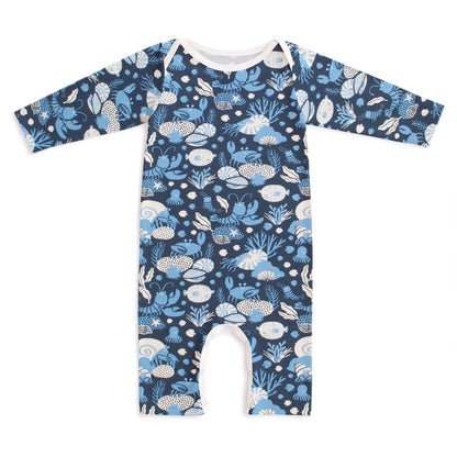 Long-Sleeve Romper - Ocean Life Navy