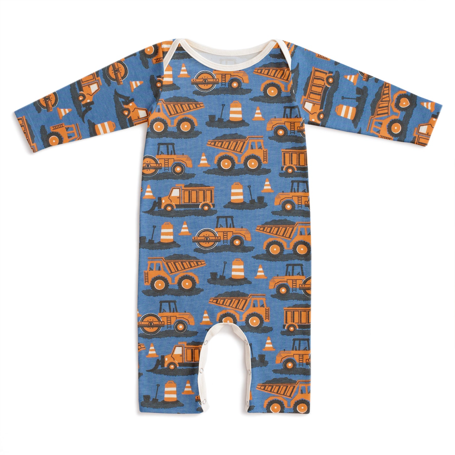 Long-Sleeve Romper - Roadwork Orange & Blue