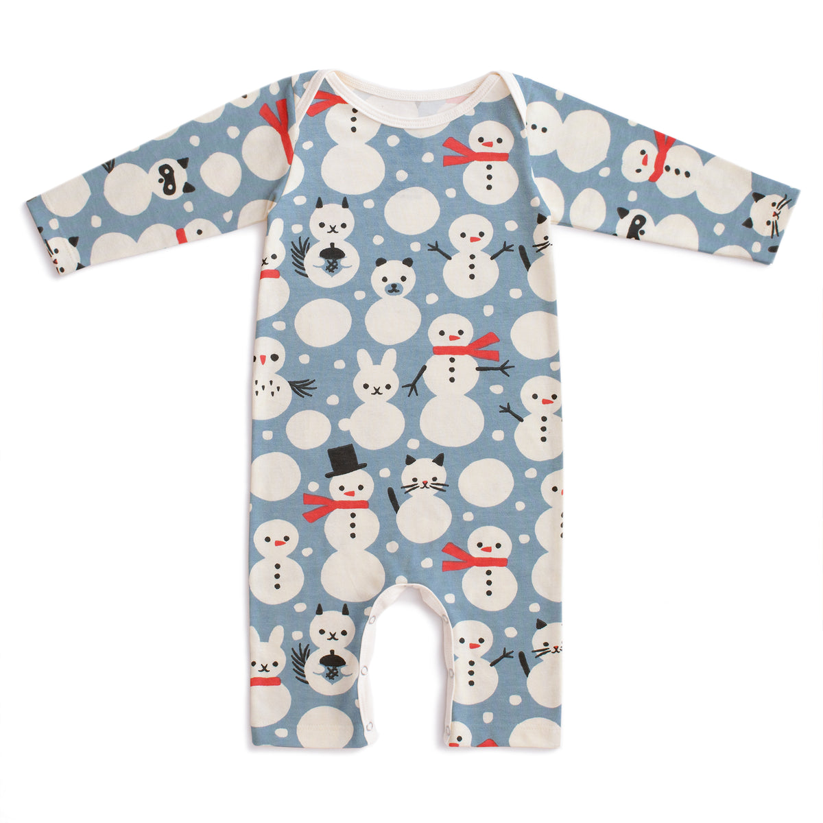 Long-Sleeve Romper - Snow Creatures Blue