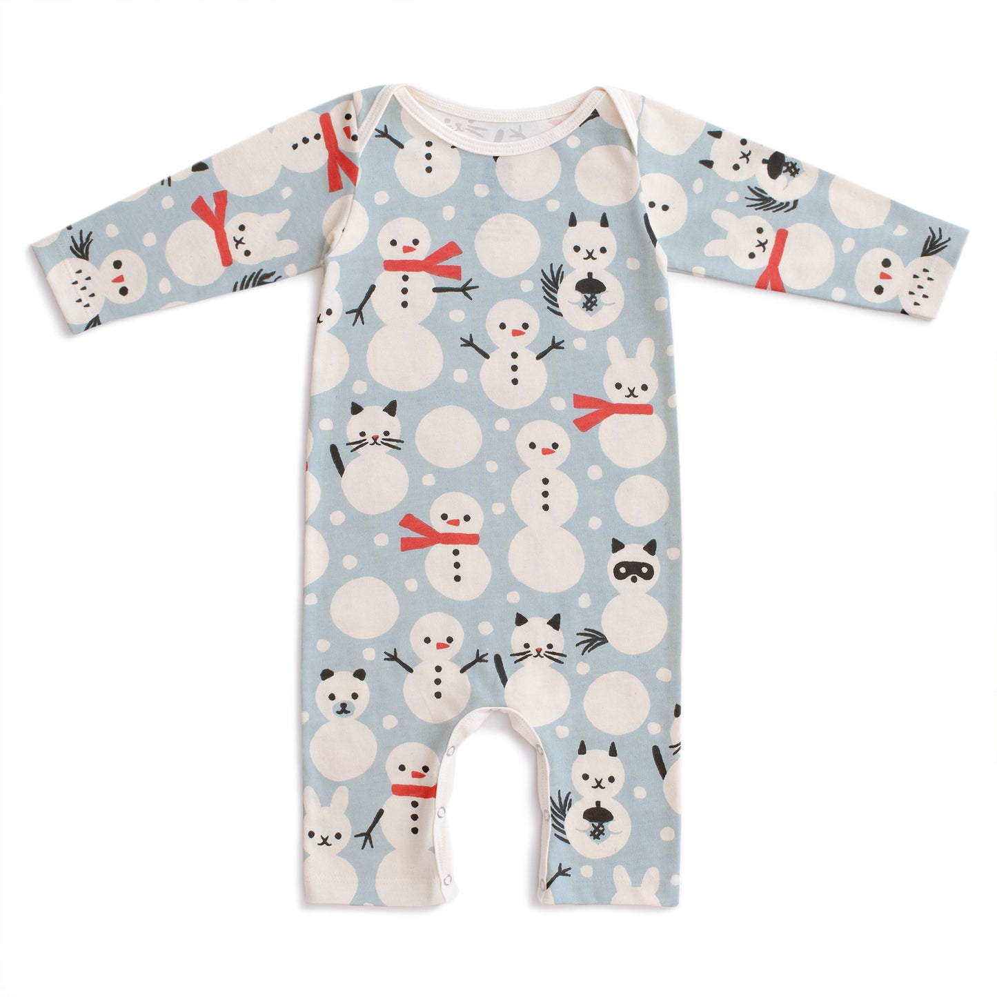 Long Sleeve Romper - Snow Creatures Sky Blue