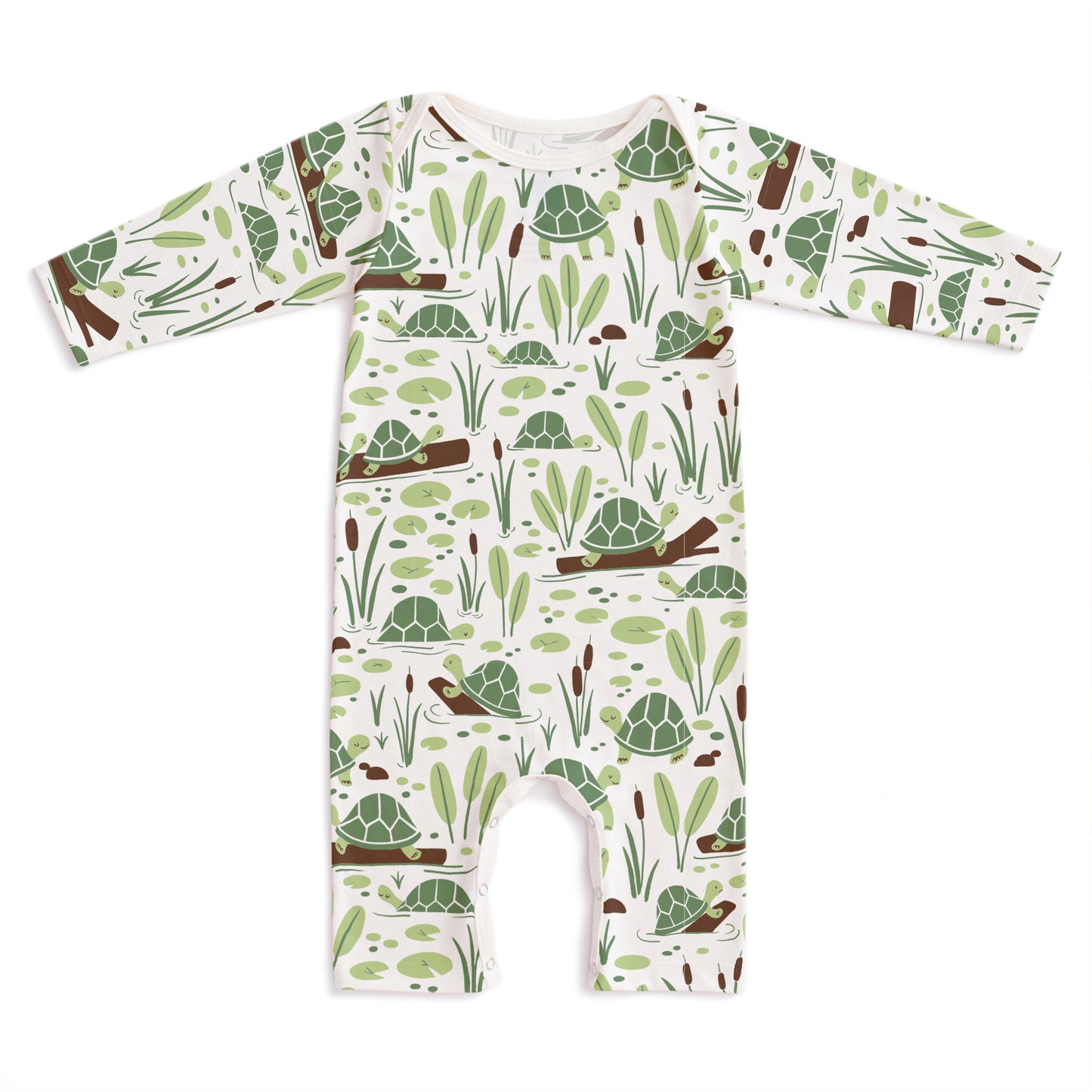 Long Sleeve Romper - Turtles Green