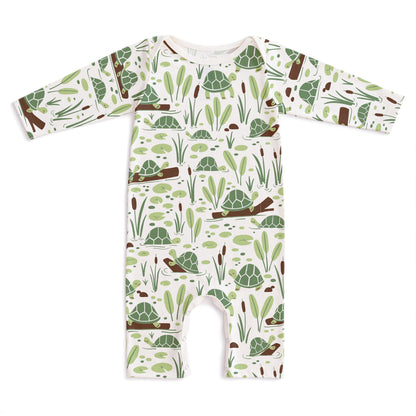 Long Sleeve Romper - Turtles Green