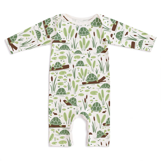 Long Sleeve Romper - Turtles Green