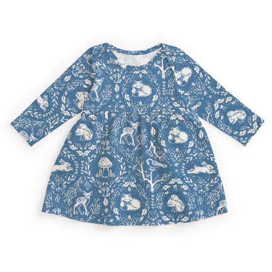 Lausanne Baby Dress - Animal Tapestry Blue