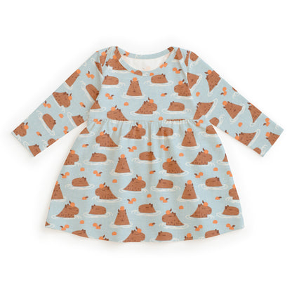 Lausanne Baby Dress - Capybaras Blue