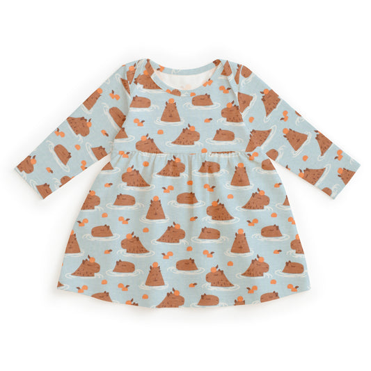 Lausanne Baby Dress - Capybaras Blue