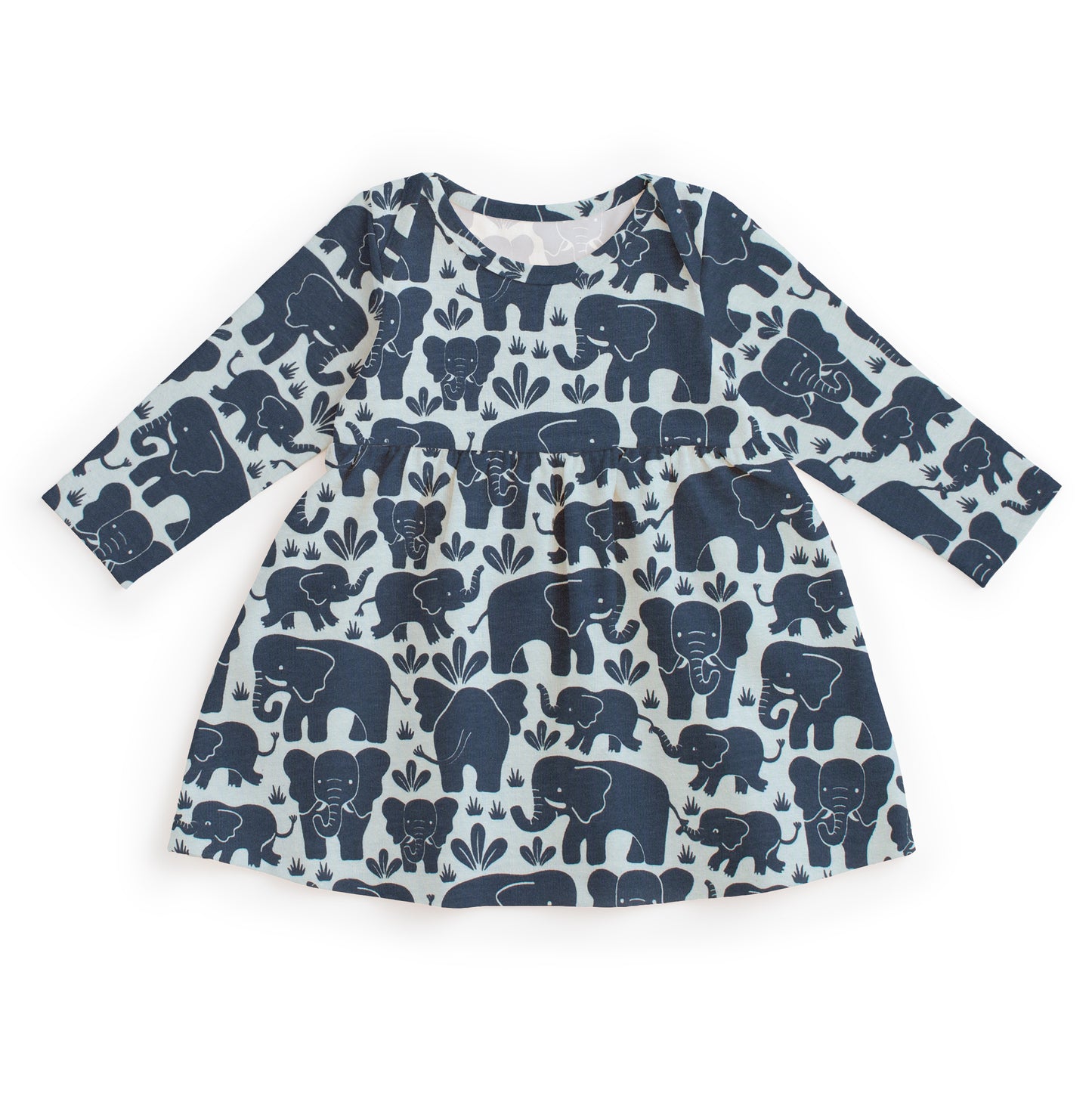 Lausanne Baby Dress - Elephant Herd Navy