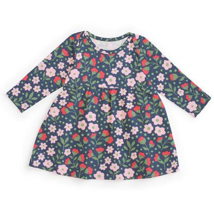Lausanne Baby Dress - Garden Blooms Navy & Pink