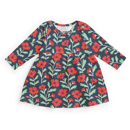 Lausanne Baby Dress - Poppies Navy