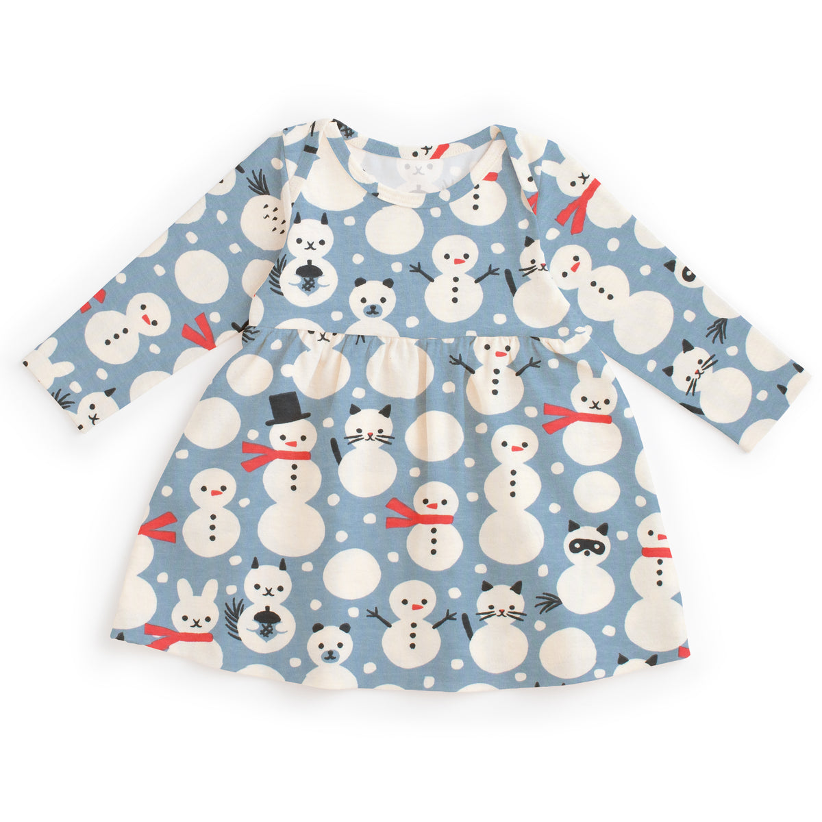 Lausanne Baby Dress - Snow Creatures Blue