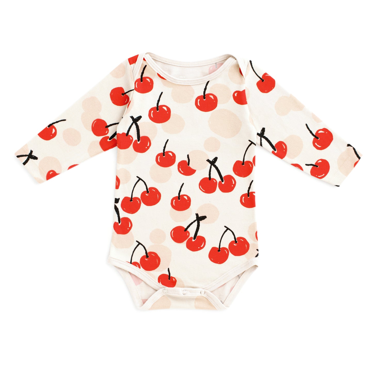Long Sleeve Snapsuit - Cherries Red