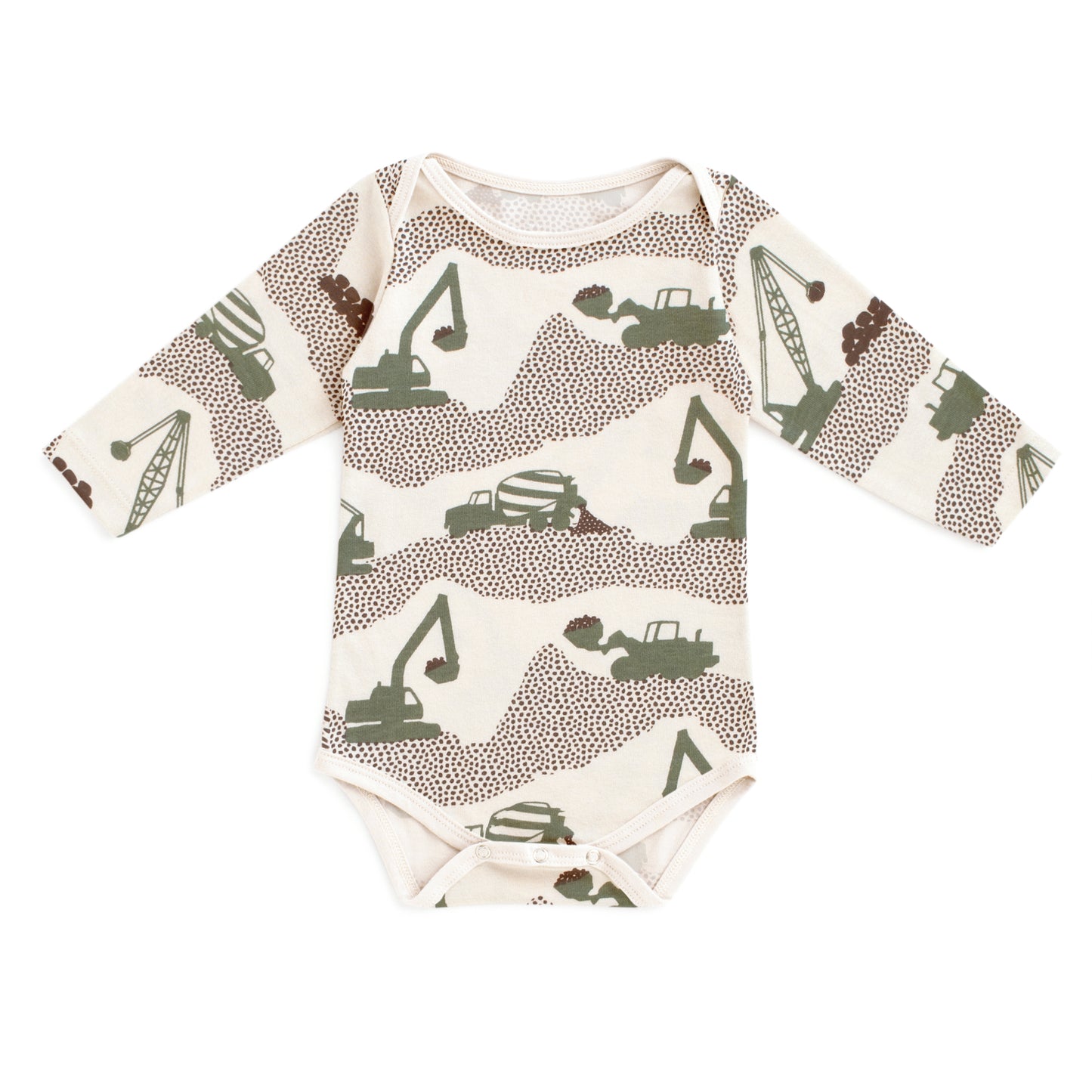 Long Sleeve Snapsuit - Construction Forest Green