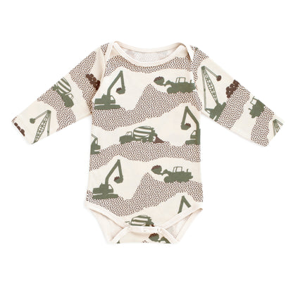 Long Sleeve Snapsuit - Construction Forest Green