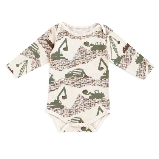 Long Sleeve Snapsuit - Construction Forest Green