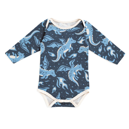 Long-Sleeve Snapsuit - Dragons Navy