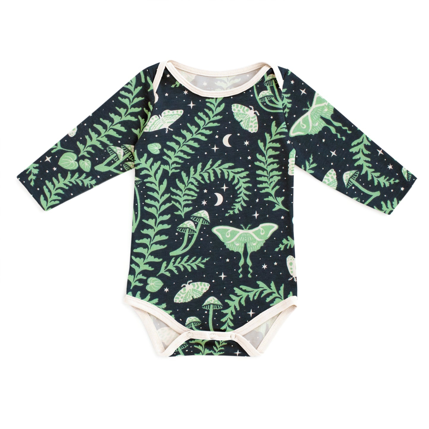 Long Sleeve Snapsuit - Luna Moths Night Sky
