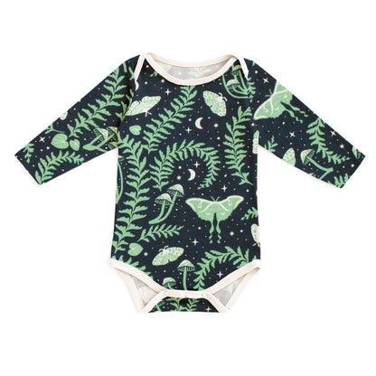 Long Sleeve Snapsuit - Luna Moths Night Sky
