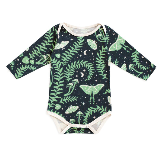 Long Sleeve Snapsuit - Luna Moths Night Sky
