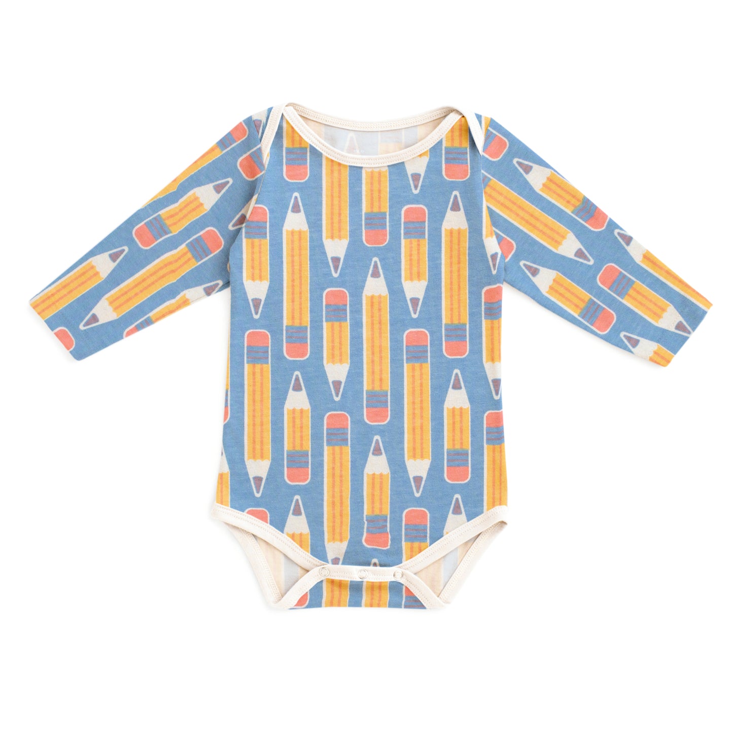 Long-Sleeve Snapsuit - Pencils Blue