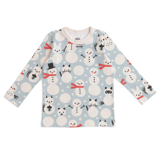 Long-Sleeve Tee - Snow Creatures Sky Blue