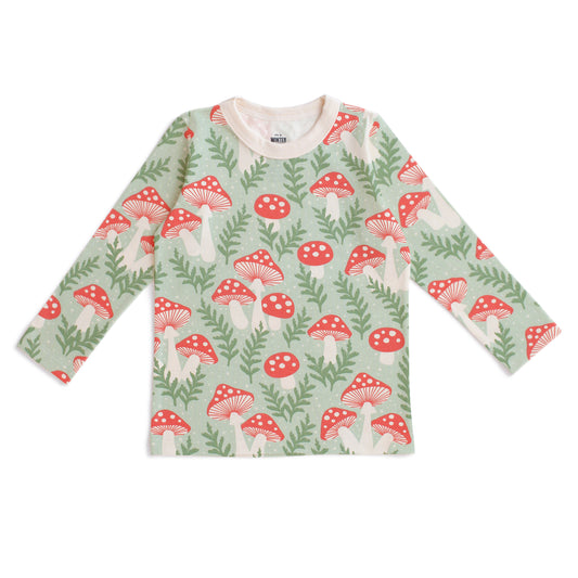 Long-Sleeve Tee - Toadstools Green & Red