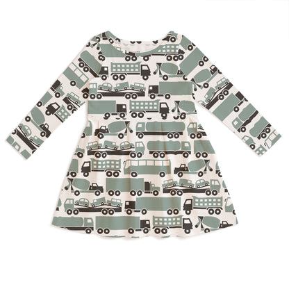 Madison Dress - Big Rigs Surf Blue