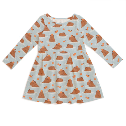 Madison Dress - Capybaras Blue