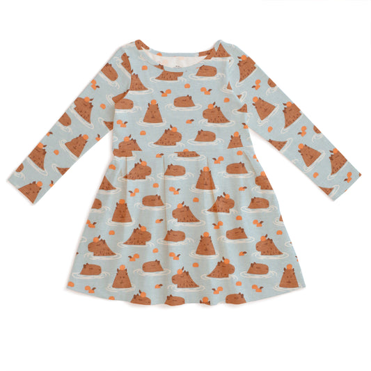 Madison Dress - Capybaras Blue